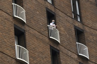 Dominic Dwyer was part of the World Health Organisation delegation who went  to Wuhan; here, he waits in hotel quarantine in Sydney in Febuary. 