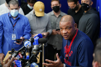 Philadelphia coach Doc Rivers speaks to the media this week.