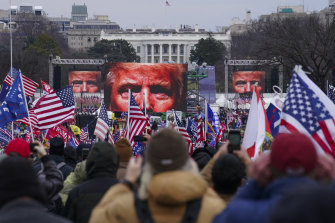Then US president Donald Trump at the January 6 rally at the Capitol, hours before the riot where thousands of his supporters stormed the US Capitol.
