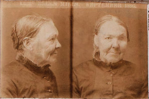 Former Tasmanian convict Ellen Miles pictured after her arrest for vagrancy in Melbourne 1896. 