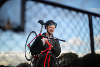 Cyclist Liam Vaughan, rider of the 'Tour de Reservoir'.