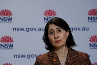 NSW Premier Gladys Berejiklian during a COVID-19 update on Tuesday.