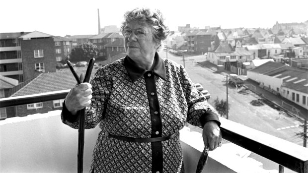 Anthropologist Margaret Mead inspects the housing development that became The Block in Redfern, May 1973.