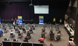 Those who received a vaccine were told to sit in the recovery area for observation until they could check out 15 minutes later at Logan Entertainment Centre on Saturday. 