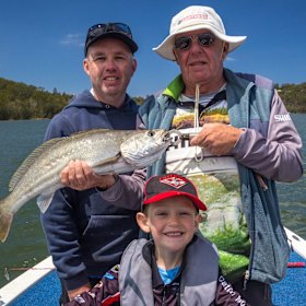 Get the whole family involved in fishing this summer. Pictured: Ben Caddaye, Jim Caddaye and Liam Caddaye.