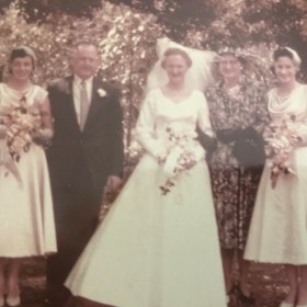 Grace Aiken and family at her wedding on their family farm.