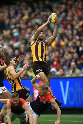 Handy option: Hawthorn's David Mirra in action against Melbourne at the MCG in April, 2018.