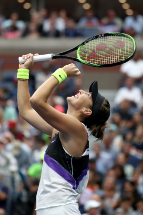 Belinda Bencic celebrates her victory.