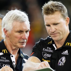Nathan Buckley as assistant coach to Mick Malthouse in 2011.