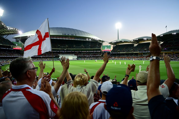 Spectators enjoy the day’s play at Adelaide Oval.