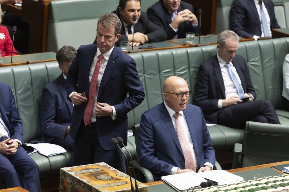 Tehan and Dutton during question time.