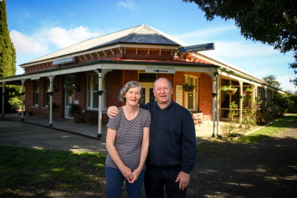Peter and Kate Chiller at their Lancefield guesthouse on Friday. The couple say this year’s bookings have eclipsed previous years. 