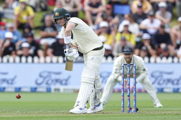 Steve Smith opening the batting in New Zealand earlier this year.