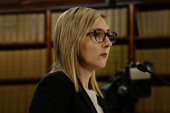 Amy Brown during the inquiry into the appointment of John Barilaro as senior trade and investment commissioner to the Americas, at NSW Parliament.