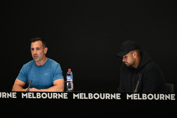Will Maher and Nick Kyrgios tell the press that Kyrgios will withdraw.