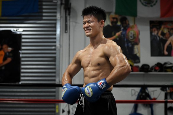 Takeshi Inoue shows off his chiselled physique on Tuesday