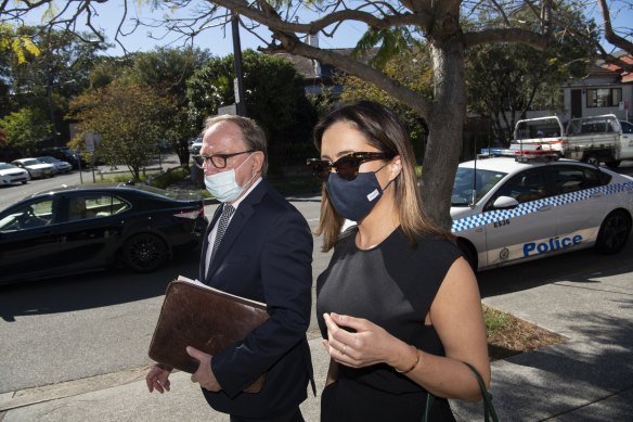 Kristin Fisher arrives at Waverley Local Court last week with her lawyer Michael Bowe.