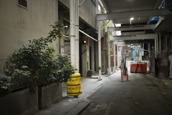 Coromandel Place near the Melbourne Town Hall was part of the pilot, but the council’s own audit noted “disappointment that there wasn’t more vegetation”. 