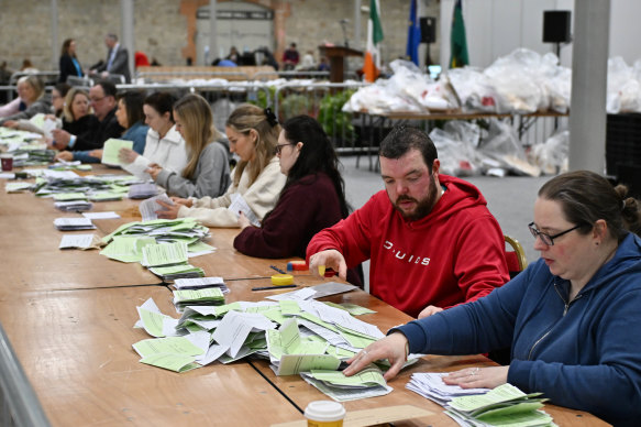 Votes are counted at the RDS Dublin count centre on Saturday.