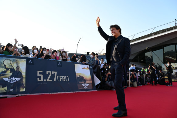 Actor Tom Cruise attends the red carpet for the Japan Premiere of “Top Gun: Maverick” at Osanbashi Yokohama in Yokohama, Kanagawa, Japan. (Photo by Kenta Harada/Getty Images for Paramount Pictures)