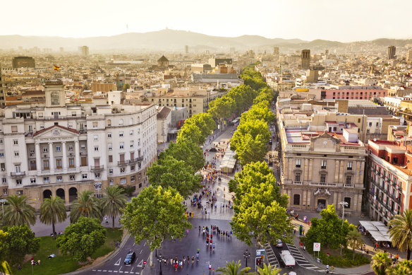 La Rambla, Barcelona: The city’s famous promenade.