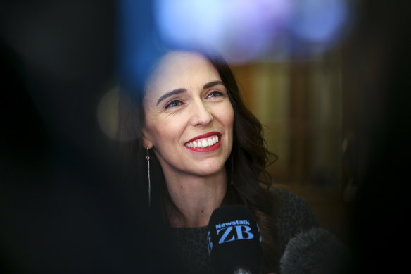 Jacinda Ardern speaks to media on her way to a meeting with her newly elected MPs at Parliament on Tuesday.