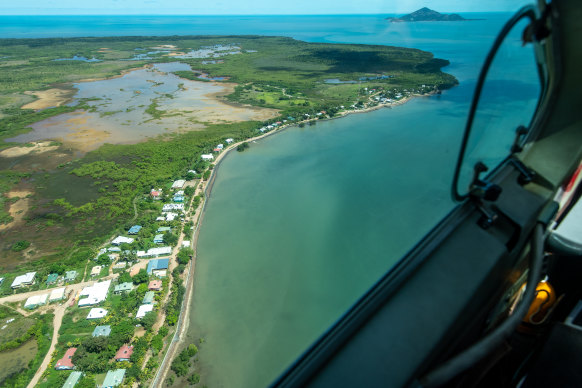 Saibai Island’s $24 million sea wall was breached less than six months after its completion. During storm surges, the sea sluices under homes.