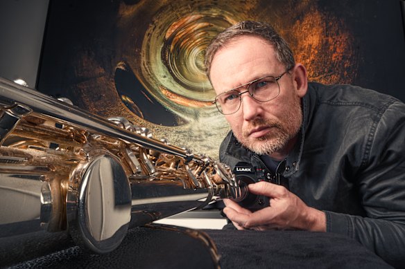 Self-portrait by Charles Brooks, a former professional cellist who now specialises in photographing the interiors of musical instruments.