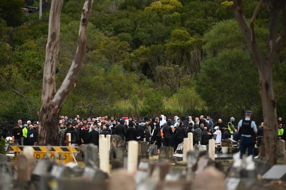 After the ceremony at Lakemba Mosque, Bilal Hamze’s body was taken to Rookwood Cemetery for burial. 