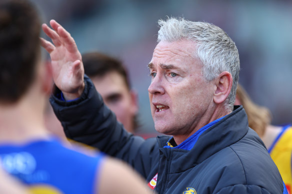 West Coast coach Adam Simpson has been in the gun recently.