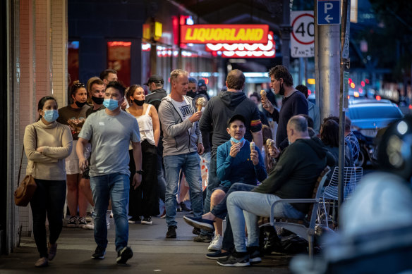 Customers flocked to pubs, restaurants and gelato shops on Wednesday night. 