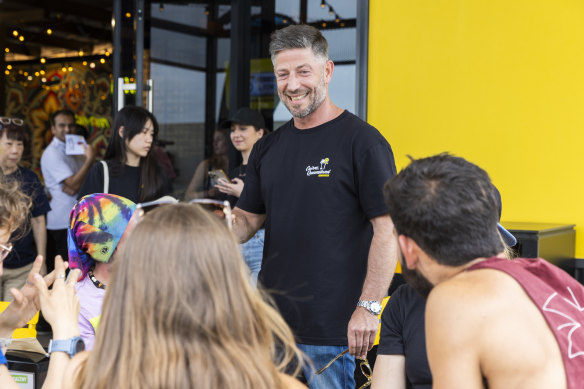 Guzman y Gomez chief executive Steven Marks at a store opening in Cairns last month.