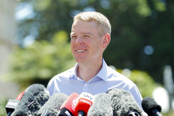 Chris Hipkins speaks during a press conference at the NZ Parliament on January 21. He was the sole nominee for Labour Party leader and prime minister to replace Jacinda Ardern.