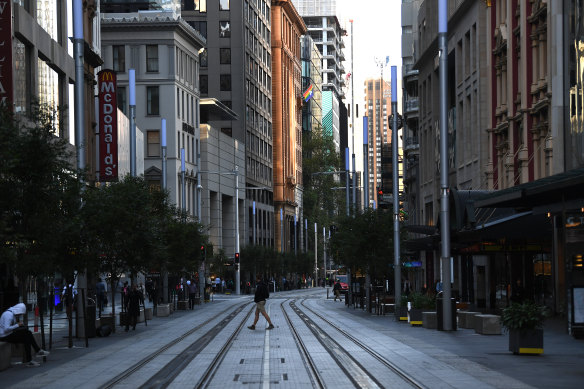 An almost deserted George Street in March. The coronavirus has devastated many businesses.