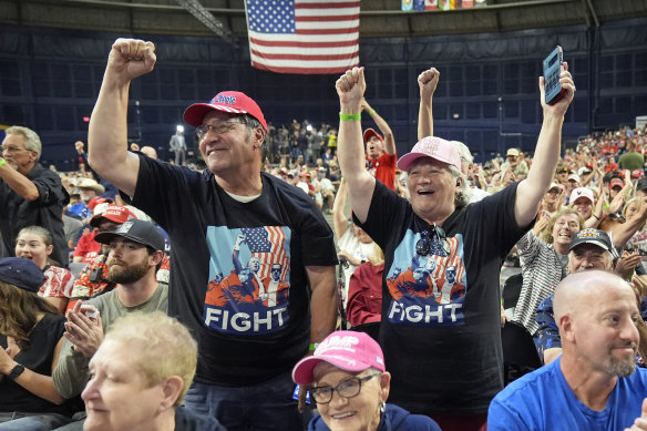 Trump supporters in Montana on Friday.