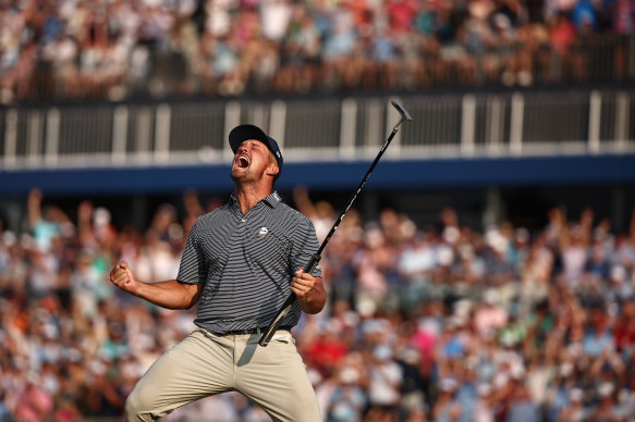 Bryson DeChambeau celebrates his victory at Pinehurst.