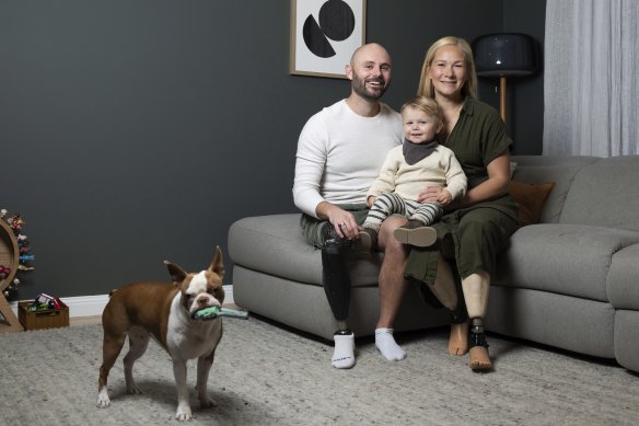 Scott Reardon, Vanessa Low and their two-year-old, Matteo: “Becoming parents was a humbling experience, making us realise that we weren’t invincible,” Vanessa says.  