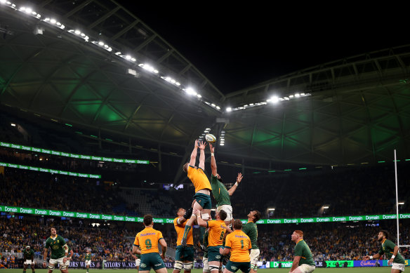 The Wallabies are taking on South Africa at Allianz Stadium.