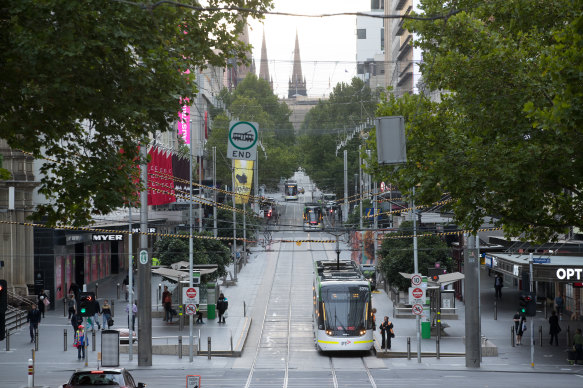 Foot traffic along Melbourne's Bourke Street Mall has plummeted during the pandemic, but retailers are now being encouraged to reopen stores.