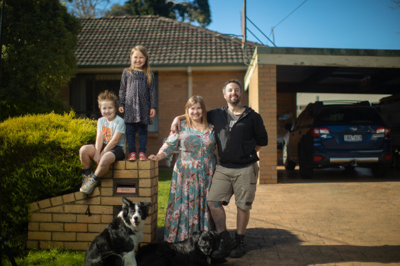 Cameron and Nicole D’Abico and their kids Caden, 8, and Aurora, 5, are seeking to save money amid rising prices.