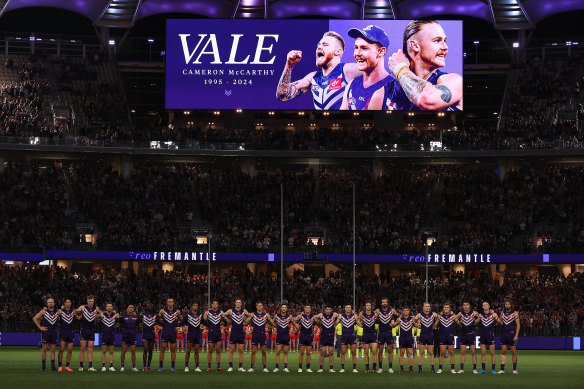 Tribute was paid to Cam McCarthy by his former club Fremantle on Friday night.