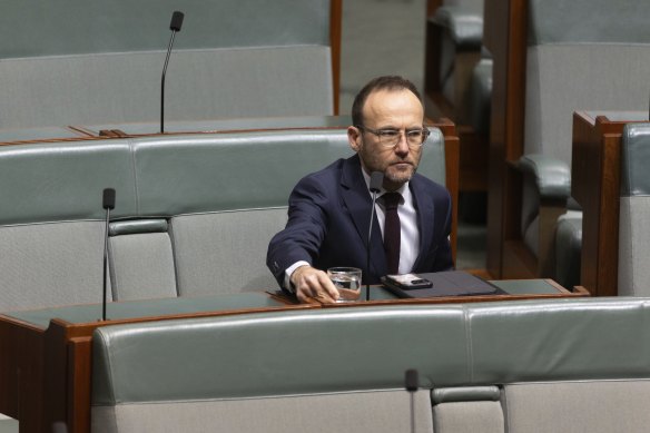Greens leader Adam Bandt cuts a lonely figure in parliament this week.