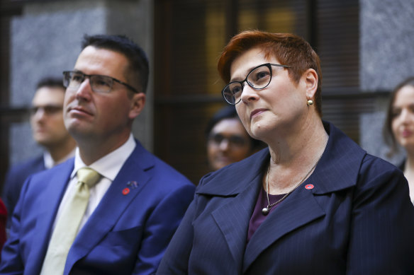 Former ACT Liberal senator Zed Seselja, pictured with former foreign minister Marise Payne.