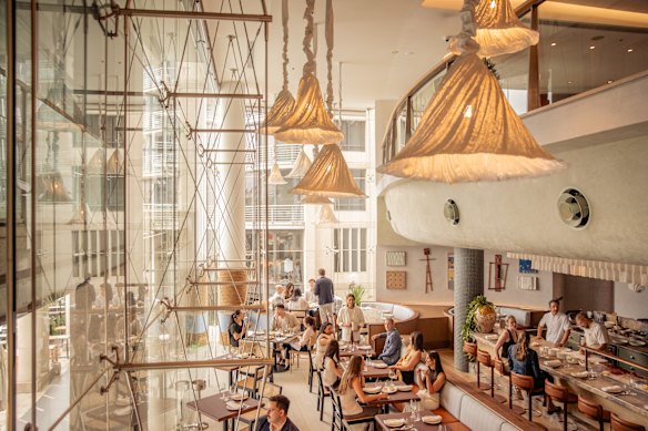 Light-filled dining room at Flaminia, Circular Quay. 