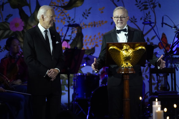 Anthony Albanese told the crowd at the state dinner that Australia would remain firm friends with the US. 