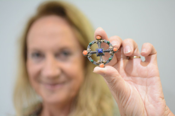 Flora Steel with the antique brooch she owned for more than 30 years before she realised its value.