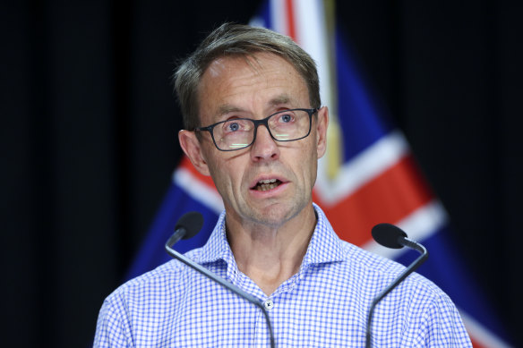 Director-General of Health Dr Ashley Bloomfield speaks to media about the new case of community transmission on Sunday. 