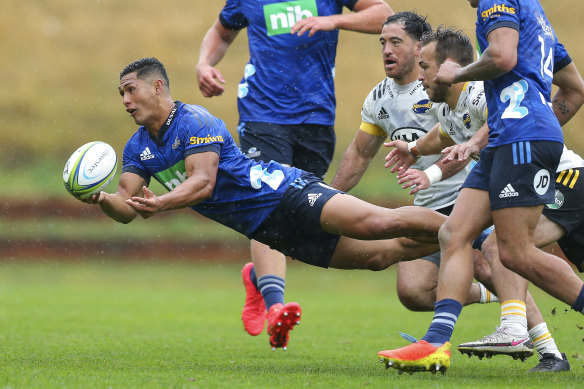 Roget Tuivasa-Sheck playing in a trial against the Hurricanes in early February.