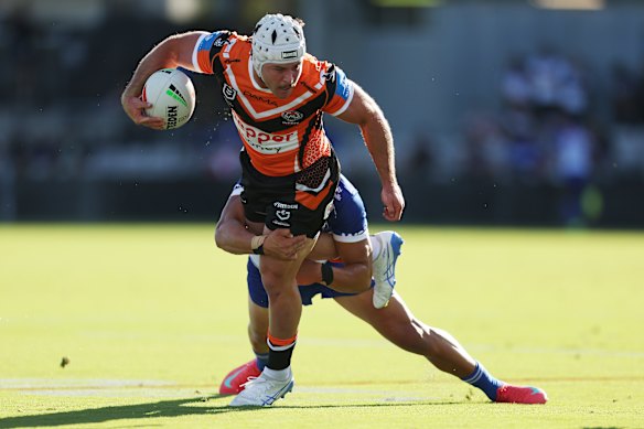 Heath Mason in action during the NRL trials