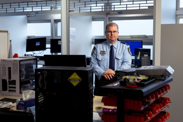 Matt Craft at the NSW Police Cybercrime headquarters in Homebush, where police uncovered the trail of Nigerian scammers who had pushed a NSW teenage boy to suicide with a sextortion plot.